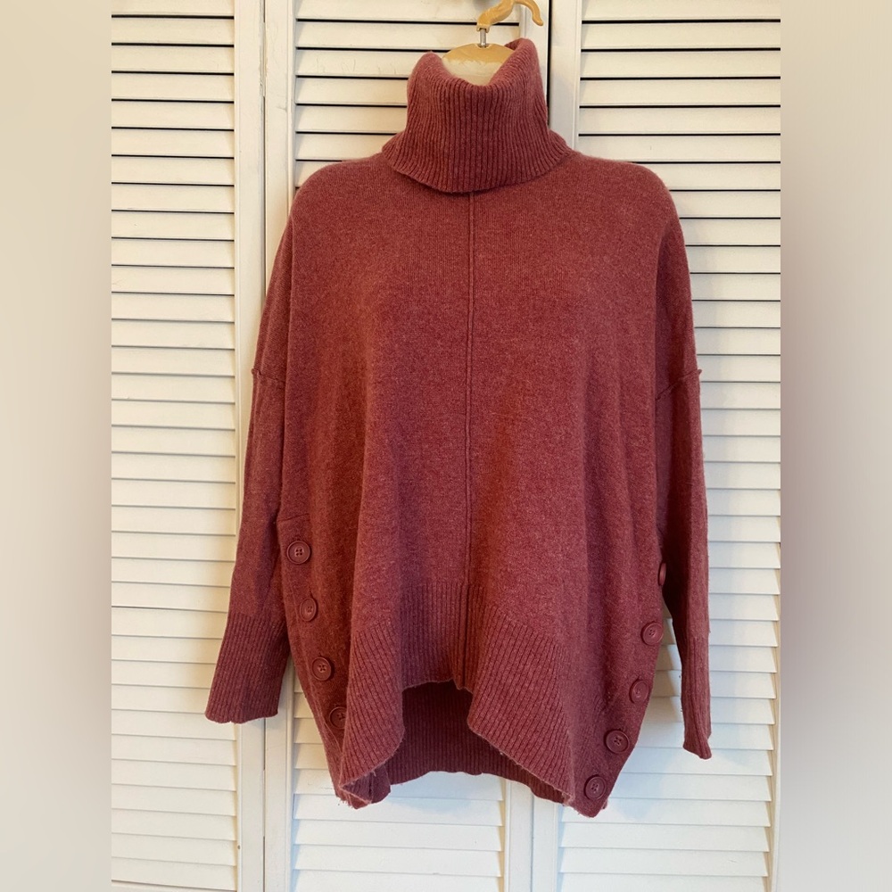 Max Studio Cashmere 2 Ply Pink Turtleneck Sweater Medium Quiet Luxury Soft Girl